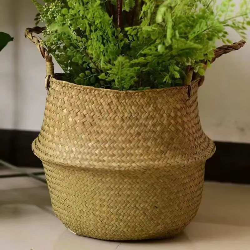 Hängender Weidenkorb aus Rattan in Beige als Blumentopf oder Aufbewahrungskorb - Bild 4