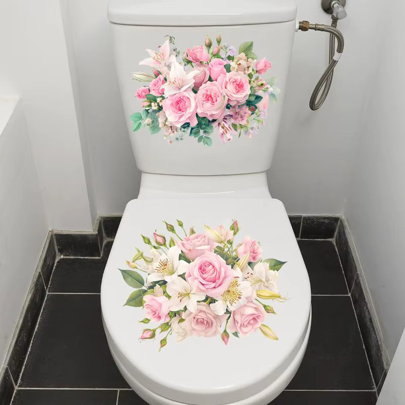 JETTING Selbstklebende Badezimmer-Dekorationsaufkleber mit Blumenmuster in Multicolour, Wasserdichte PVC Tapete im Vintage-Stil - Bild 3