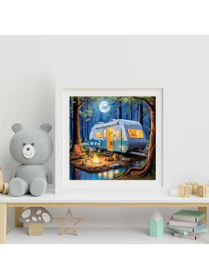 Evershine 5D-Diamantgemälde Wohnmobil Landschaft als Diamantmosaik zum Selbermachen, Mehrfarbig, B/H: 20 x 20 cm - Bild 3