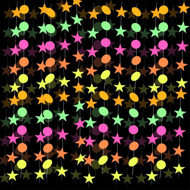 Neon-Party-Girlande von joy-enlife mit Punkten und Sternen aus Papier in Multicolor, leuchtet im Dunkeln für Geburtstag und Hochzeit - Bild 1