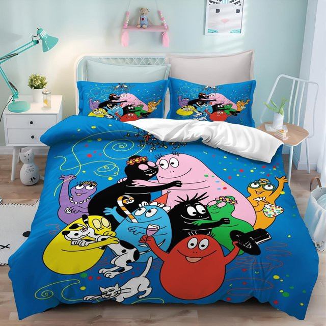 Barbapapa Kinder Bettwäsche Set mit Bettdeckenbezug und Kissenbezug, Blau, B/H: 135 x 200 cm - Bild 1