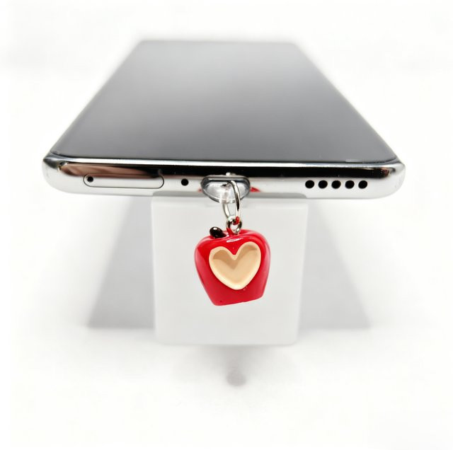 Herzförmiger Apple Modell Handystaubstopper in Rot als süße Handyschmuck-Dekoration - Bild 1