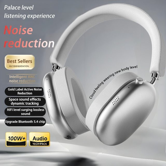 BMAD Drahtlose Bluetooth Over-Ear Kopfhörer mit Noise Cancelling und Mikrofon in Silber - Bild 1