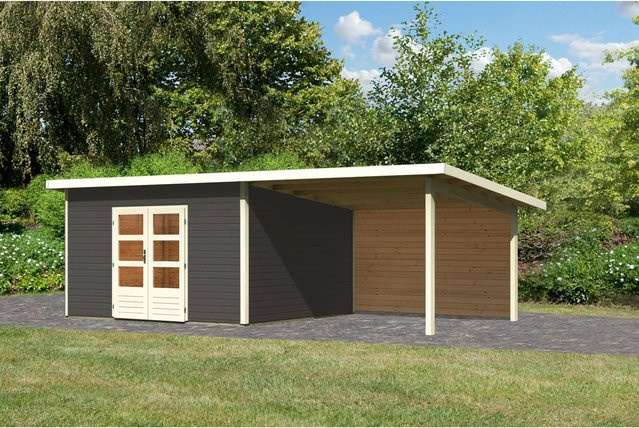Karibu Holz-Gartenhaus Karlskoga Pultdach in Terragrau mit modernem Design, B/T: 365 x 365 cm - Bild 1