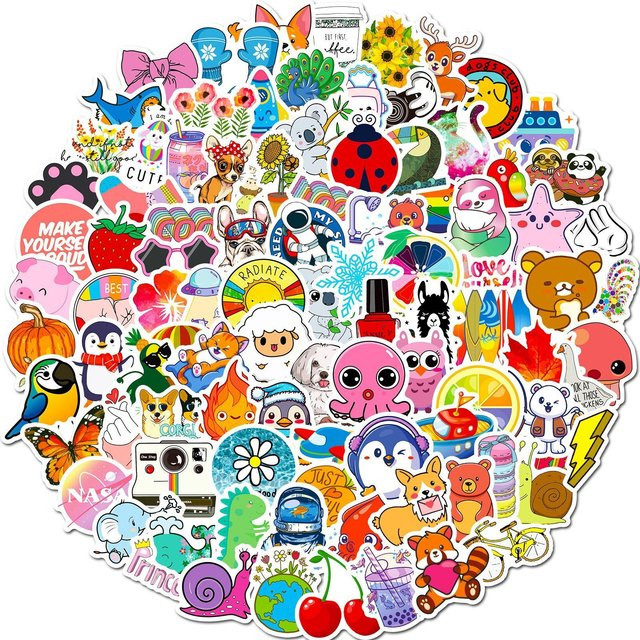 100er Set Car Beautiful Stickers Bunte Cartoon Aufkleber Multicolour - Bild 1