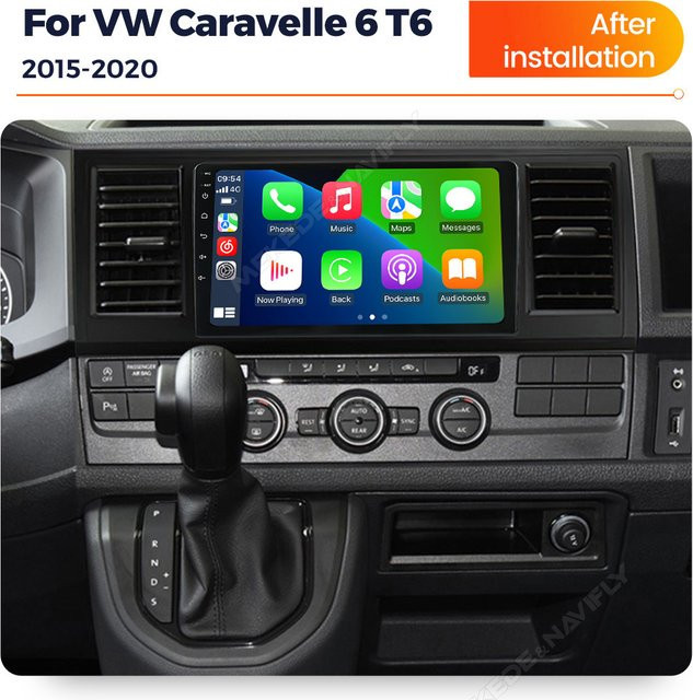 NAVIFANS Android Auto und Carplay Multimedia-Player für Volkswagen VW Caravelle 6 T6 2015-2020, 2Din Autoradio mit GPS-Navigation, Schwarz - Bild 1