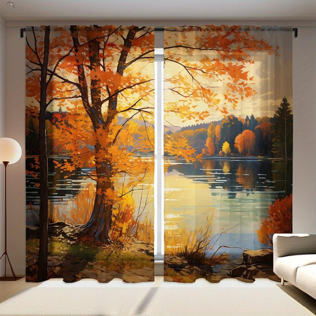 Yiran Furniture 2-teiliger Bauernhof Vorhang mit Tier-Motiv aus Polyester, B/H: 50 x 100 cm - Bild 1