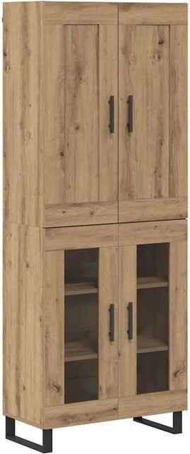vidaXL Highboard Artisan-Eiche in Braun mit Glastüren und Regalfächern, B/T/H: 69,5 x 34 x 180 cm - Bild 1