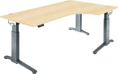 Schäfer Shop Genius ERGOSTYLE S Schreibtisch elektrisch höhenverstellbar, C-Fuß, Ahorn/anthrazit, B: 200 cm, T: 80 cm, H: 71,5 - 118,2 cm - Bild 1
