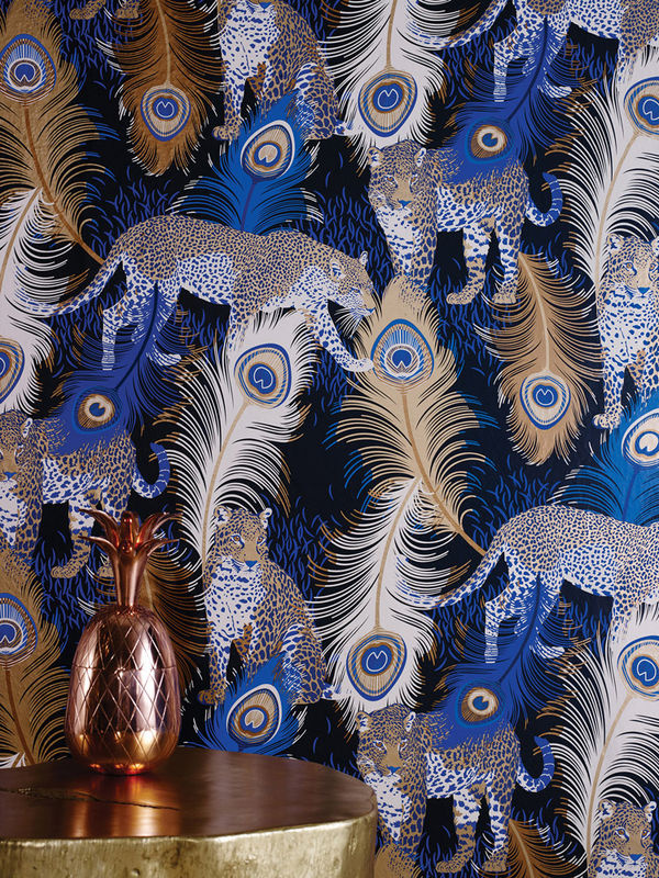 Osborne & Little Matthew Williamson Tapete Leopardo in Schwarz, Electric Blue und Metallic Bronze als Vlies-Tapete mit Animal Print Design - Bild 2