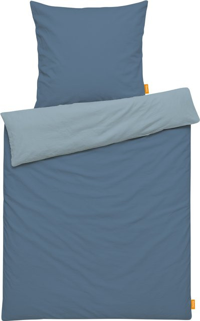 EMMA Baumwollbettwäsche Set Blau mit Bettbezug und Kissenbezug, B/H: 155 x 220 cm und 80 x 80 cm - Bild 1