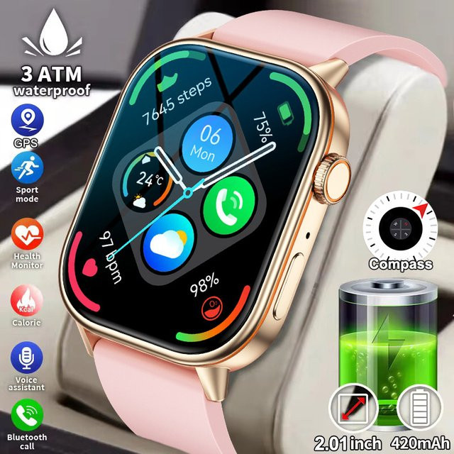 LIGE Smartwatch, GPS, Bluetooth, Silikon, Schwarz, Unisex - Bild 1