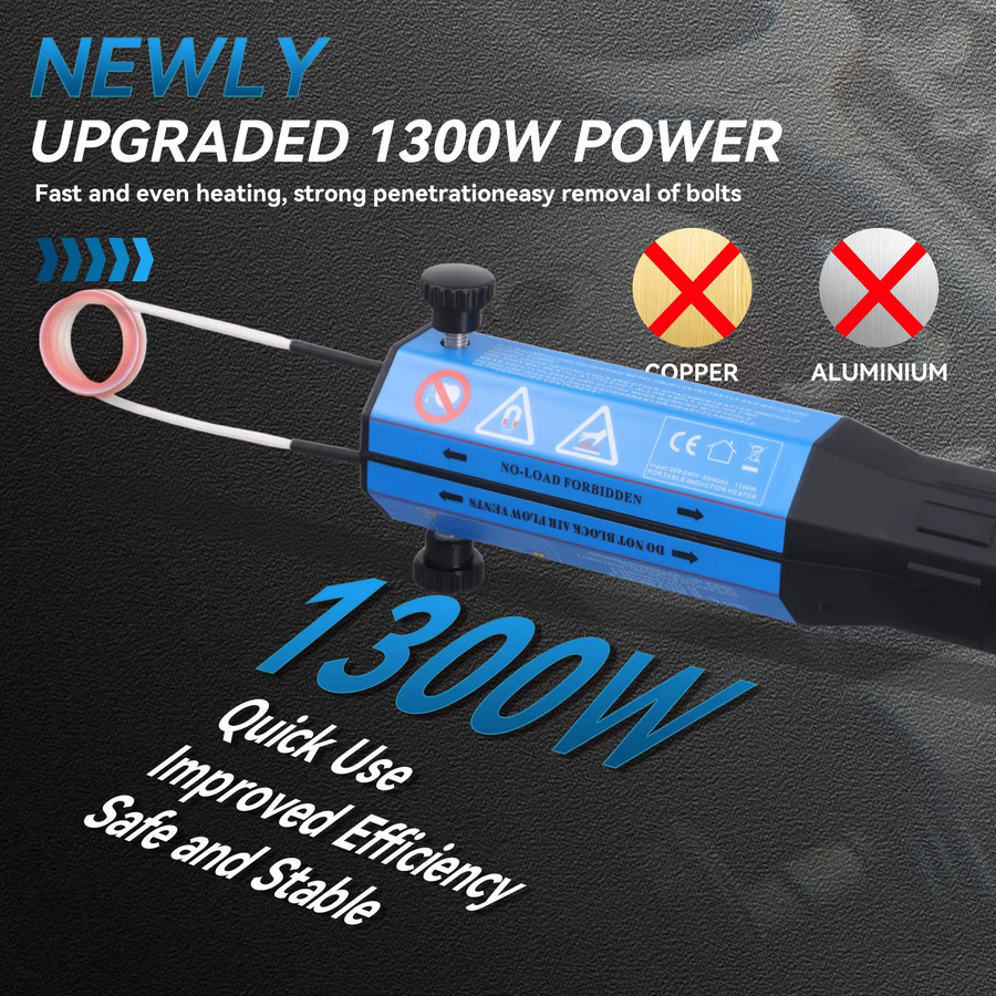 Podofo 1300W Induktionsheizgerät-Set flammenlose Induktionsheizmaschine zur Bolzenentfernung für Autoreparaturen - Bild 2