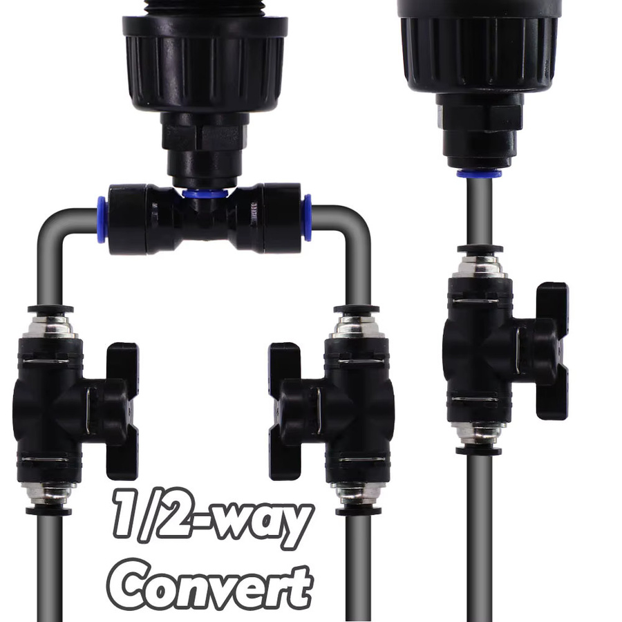 MUCIAKIE 3er Set Garten Wasserhahn Adapter Slip Lock zur Konvertierung von 1/2 Zoll auf 1/4 Zoll bzw. 6mm PE Schlauch für Nebel- und Bewässerungssysteme, Schwarz - Bild 3