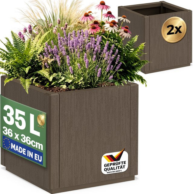 CASARIA Blumentopf Ethica 2er-Set Braun Kunststoff B/T/H: 36 x 36 x 35 cm - Bild 1