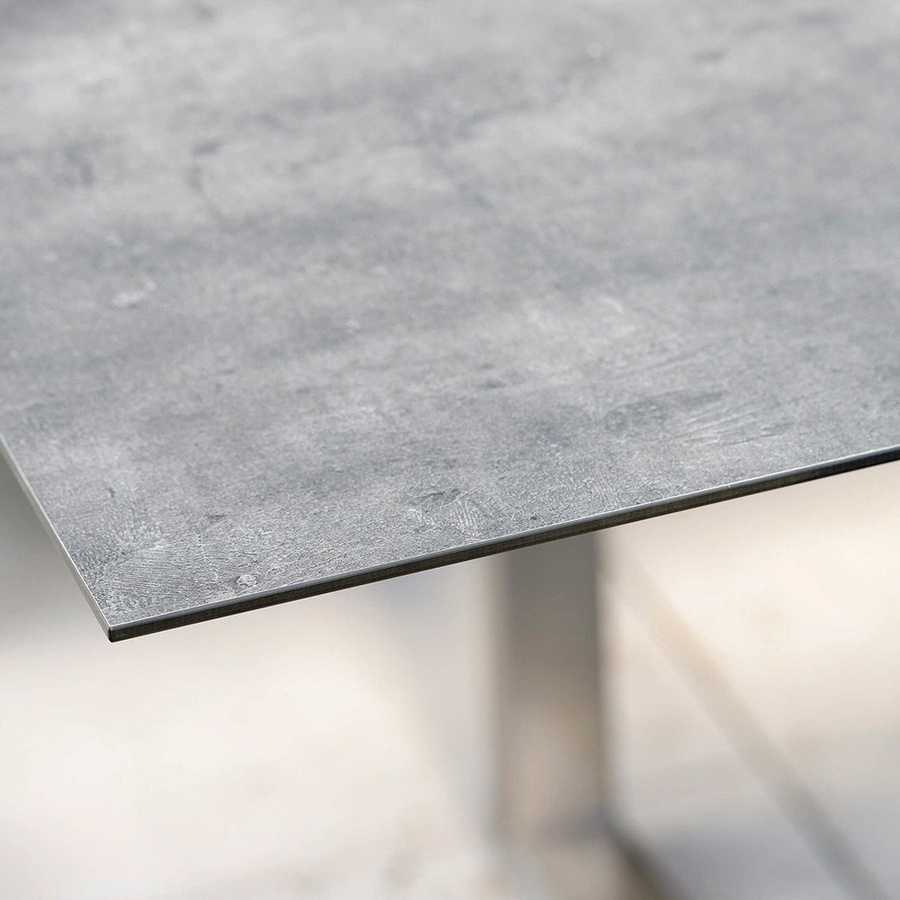 Stern Kufentisch Silverstar 2.0 mit Edelstahlgestell und HPL-Tischplatte in Zement-Optik, Grau, B/T: 200 x 100 cm - Bild 2