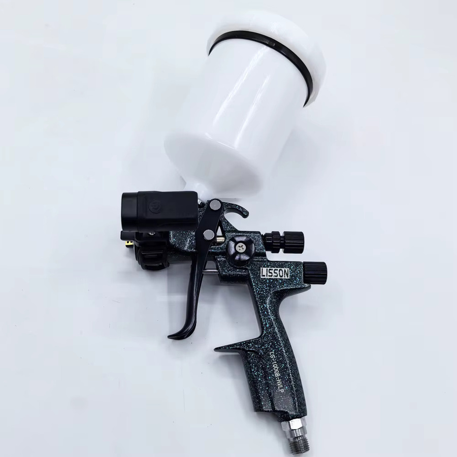 HVLP-Spritzpistole mit 1,3 mm Düse und LED-Licht in Camo Blue-Black inklusive 600 ml Becher für die Lackierung von Automobilen und Möbeln - Bild 5