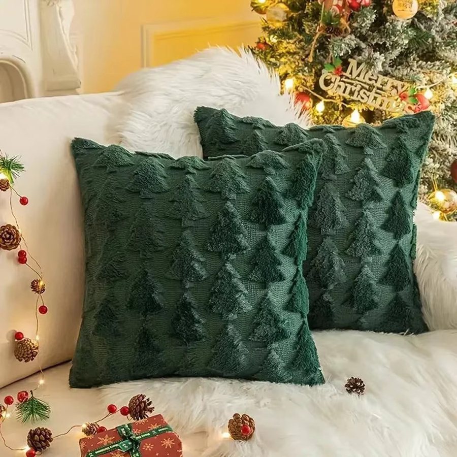 Runtow Kissenbezüge mit Weihnachtsbaummuster in Grün, 2er-Set, B/B: 45 x 45 cm - Bild 2