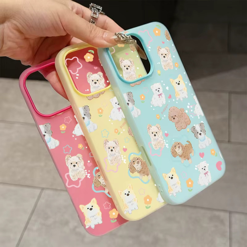 Handyhülle mit niedlichem Welpen-Muster für iPhone 11 bis iPhone 17 Pro Max als Soft Cover - Bild 1