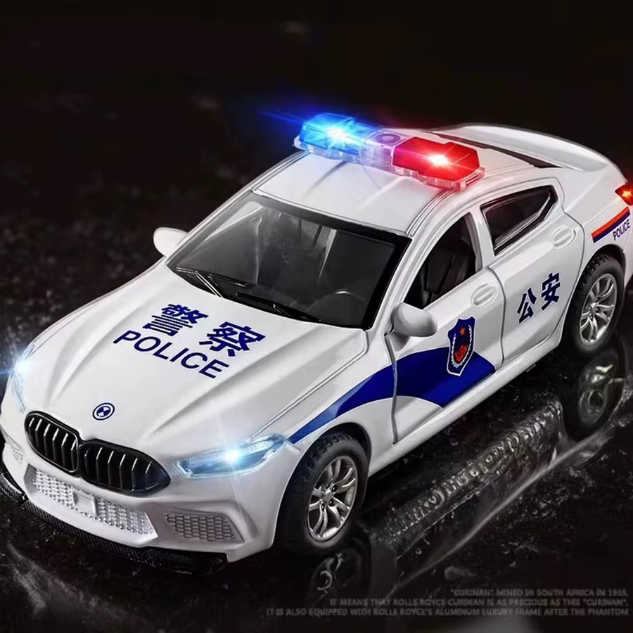 MAKEDA M8 Mini-Polizeiauto, Spielzeugmodell, 1:32, Metall, Licht und Sound, Pullback - Bild 5