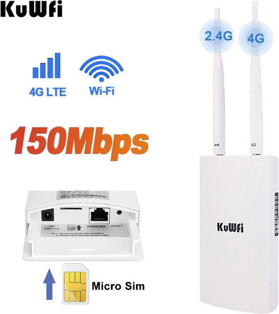 KuWFi Industrial Outdoor 4G LTE WLAN-Router mit Dualband und IP68 wasserdichtem Gehäuse in Weiß - Bild 1
