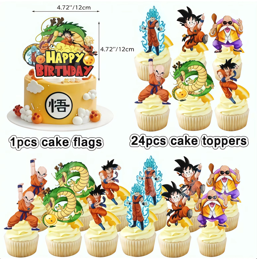 Dragon Ball Geburtstagsparty Dekoration Set mit Banner, Luftballons und Tortendekoration in Mehrfarbig - Bild 4