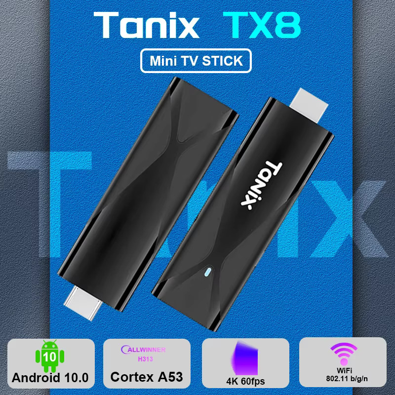 TANIX TX8 Smart TV Box Android 10 Mini TV Stick mit Allwinner H313, 2GB RAM, 16GB Speicher, 4K UHD und 2,4G WLAN in Schwarz - Bild 2