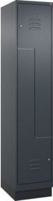 C+P Z-Spind Classic PLUS mit 2 Fächern, Sockel, Zylinderschloss und Garderobenstange, Farbe: Anthrazit/Grau/Schwarz, H x B x T: 195 x 40 x 50 cm - Bild 1
