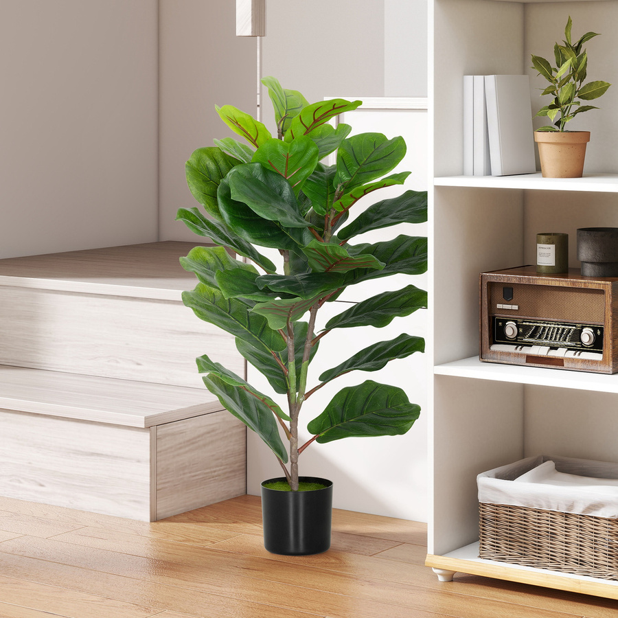 HOMCOM Künstliche Ficus Lyrata Pflanze in Grün mit Topf, Höhe: 80 cm - Bild 2