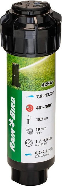 Rain Bird Profi-Versenkregner 42SA Schwarz mit 3/4 Zoll Anschluss und einstellbarem Sprühwinkel von 40° bis 360° - Bild 1