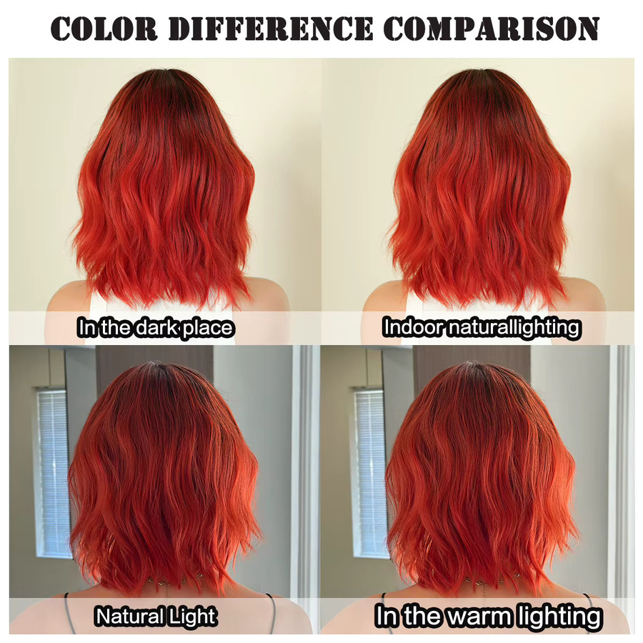7JHH WIGS Perücke, Wasserwellen, Orange-Rot, Damen, synthetisch - Bild 5
