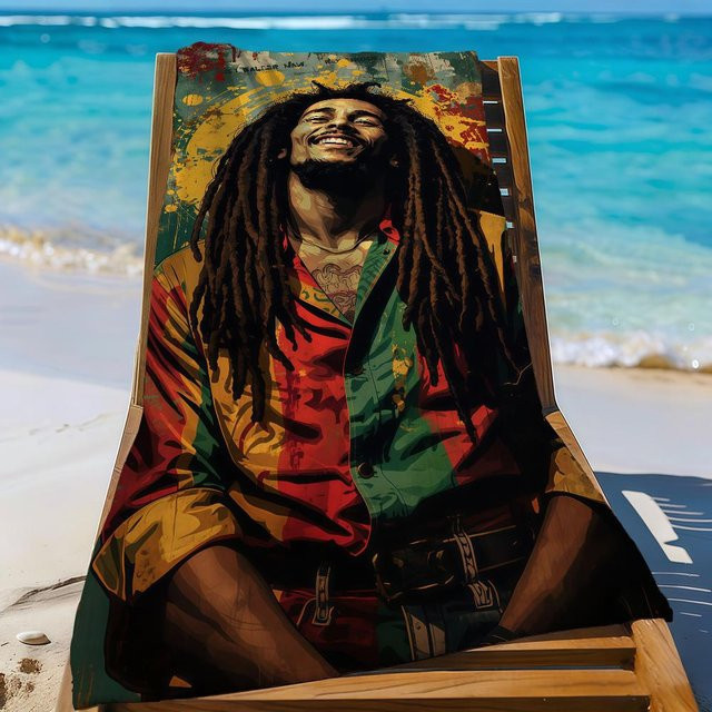 Sandfestes Bob Marley Strandhandtuch von Ka Chen Mutong, schnelltrocknend und weich, B: 90 cm, H: 160 cm, mehrfarbig - Bild 1