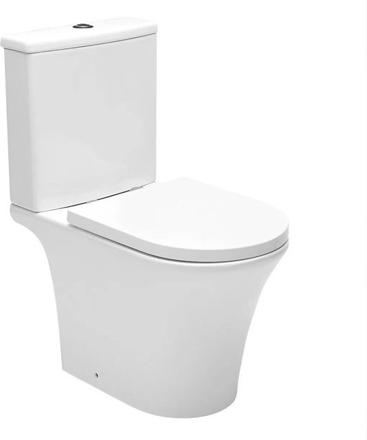Swiss Aqua Technologies Stand-WC-Kombination aus Keramik mit Softclose und spülrandlosem Design in Weiß, B/T/H: 36 x 44 x 64 cm - Bild 1
