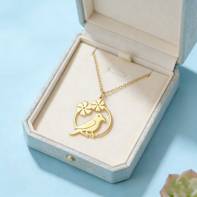 Skyrim Halskette Edelstahl, Gold, Damen, Papageien-Anhänger - Bild 1