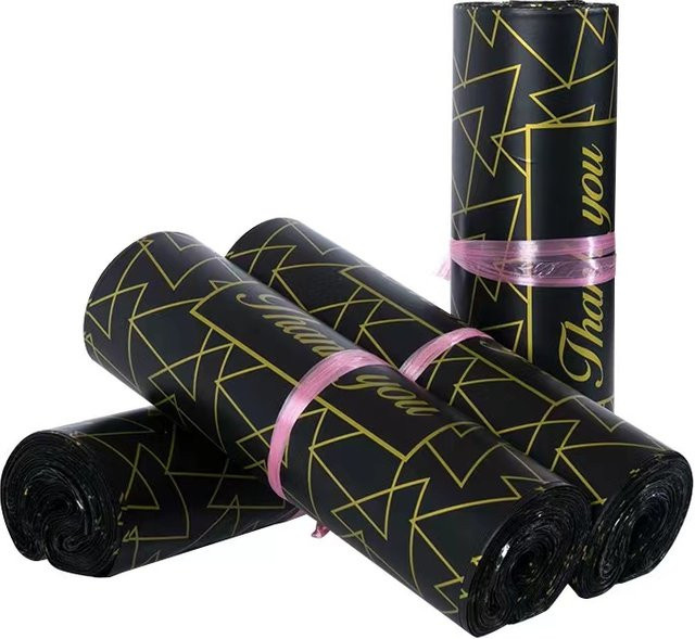 50 Stück DANKE Mailing Versandtaschen aus Kunststoff in Schwarz, wasserdichte Express Mailer mit Pressverschluss - Bild 1