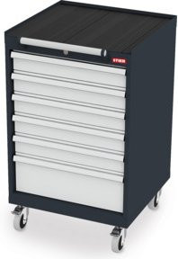 STIER Mobiler Schubladenschrank mit 6 Schubladen aus Stahl, B/T/H: 60,0 x 57,5 x 99,0 cm - Bild 1