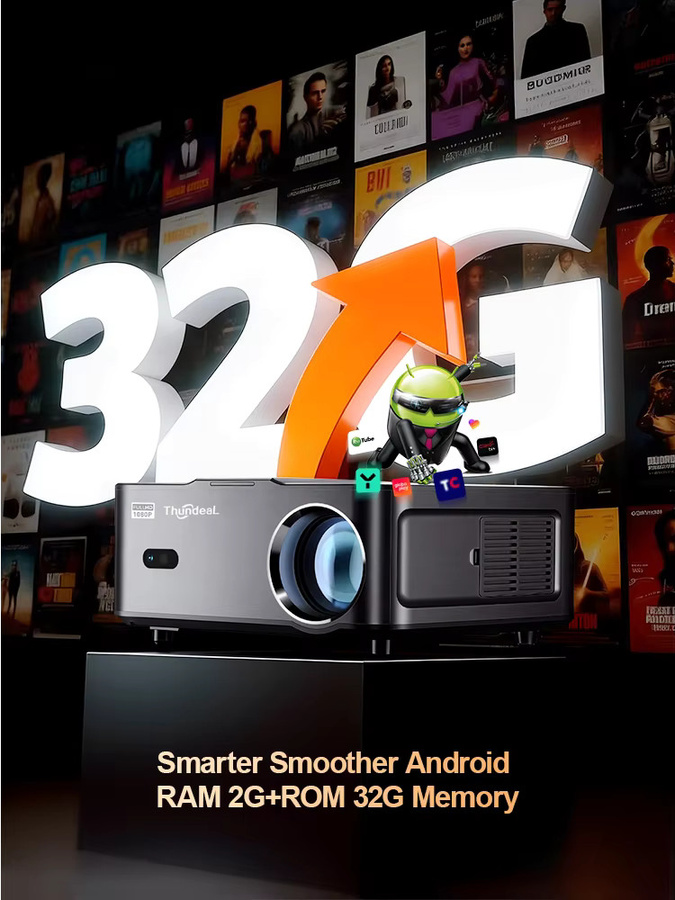 ThundeaL TD98W Mini Videoprojektor mit Android, Autofokus und LED-Technik für 2K 4K Full HD 1080P Heimkino und 3D - Bild 2