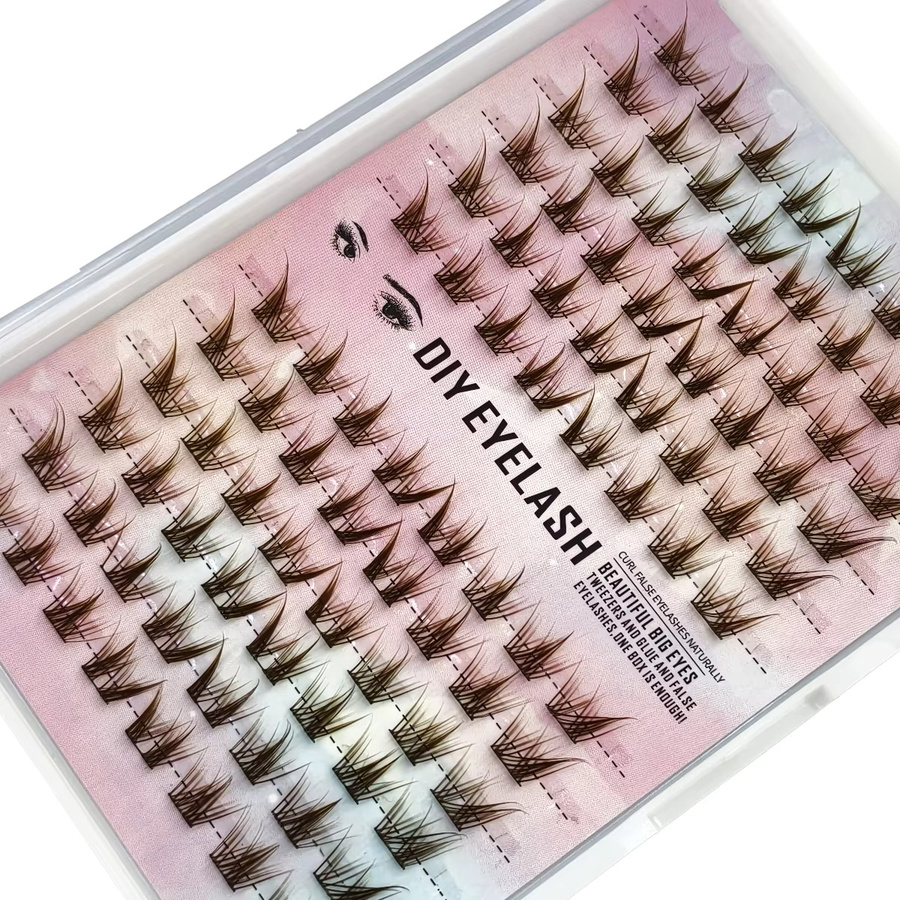 AMSDCN Wimpern-Büschel, braun, D-Curl, Unisex - Bild 2