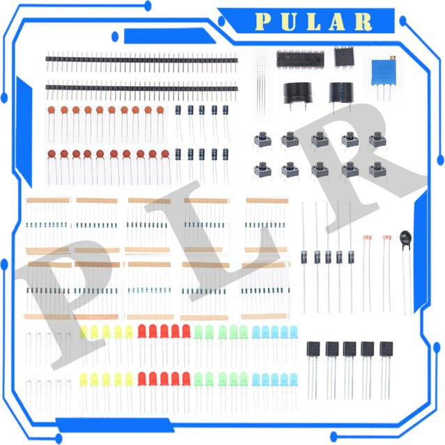 PLR Diy Elektronikkomponenten Basic Starter Kit für Arduino UNO MEGA2560 und Raspberry Pi in Multicolour mit LED, Summer, Kondensator und Widerstand - Bild 1