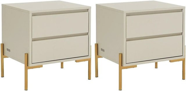 Nachttisch Korasa von Pascal Morabito in Beige und Gold, Breite: 50 cm - Bild 1