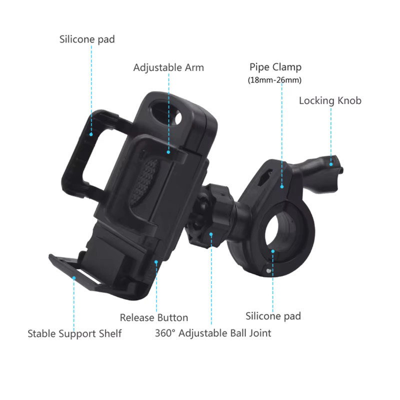 LRBH Motorrad-Telefonhalterung und Fahrrad-Telefonhalter in Schwarz als Lenkerklemme für alle Smartphones und Mobilgeräte - Bild 4