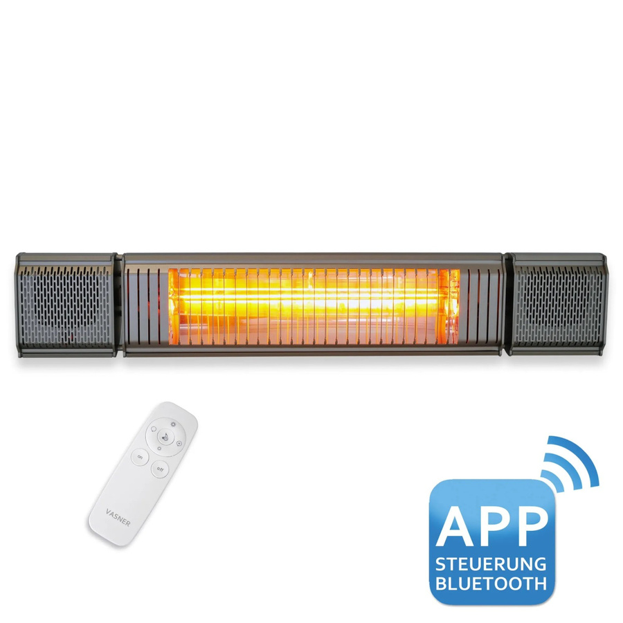 VASNER Appino BEATZZ Bluetooth Infrarot-Heizstrahler mit Musik Box, 2000 W, Grau - Bild 2
