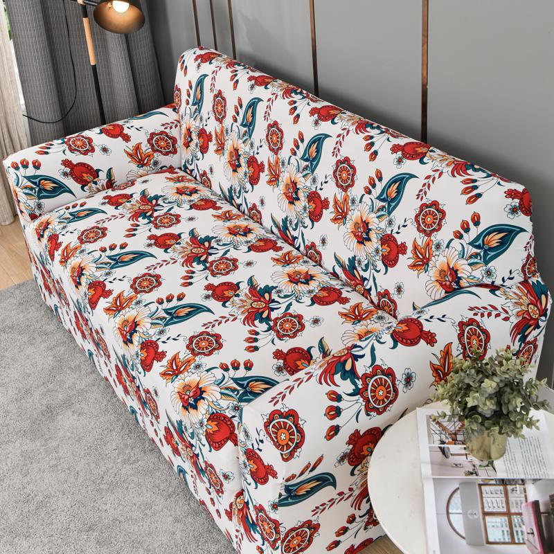 S-EMIGA Floraler Stretch-Couchbezug für Ecksofas, elastischer Sofaschutz in Multicolour, Breite: 190-230 cm - Bild 1
