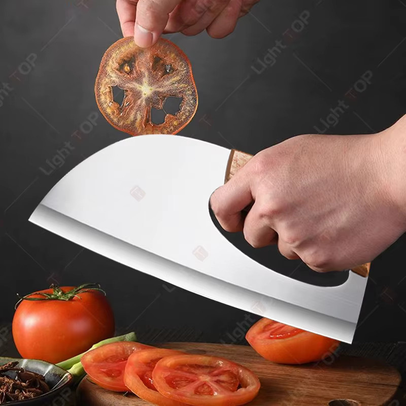 WXCOO Fleischbeil Küchenchef aus Edelstahl in Silber mit Holzgriff zum Schneiden von Fleisch und Gemüse - Bild 5