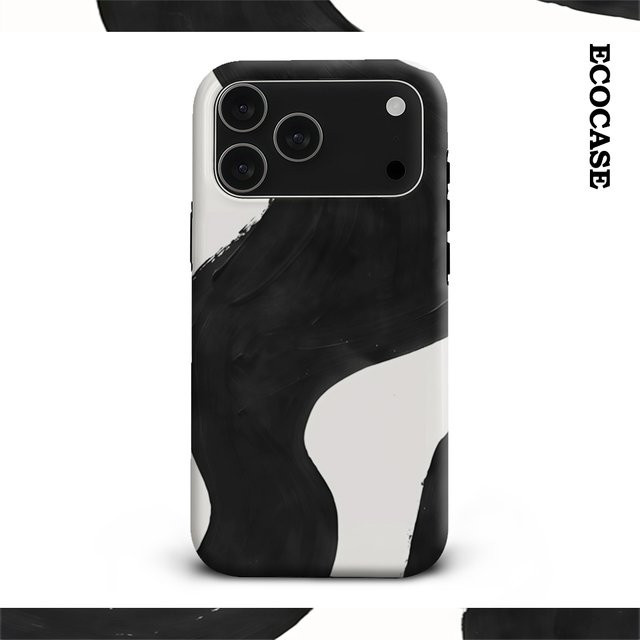 Potdemiel Handyhülle Black Ink Flow für iPhone 17 16 15 14 13 12 11 Pro Max Plus mit doppelschichtiger Rückseite in Schwarz und Multicolour - Bild 1