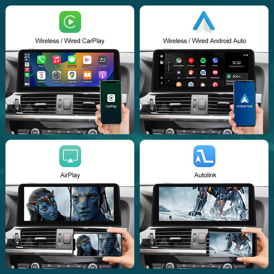 RoadTop 12,3 Zoll Drahtloser CarPlay Multimedia Linux Touchscreen für BMW X3 F25 und X4 F26 2011-2016 CIC NBT mit Android Auto in Schwarz - Bild 2