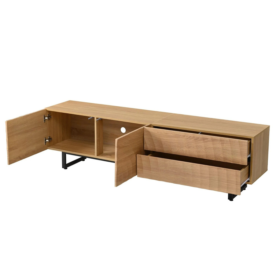 okwish TV Schrank mit 3D Textur in Braun im skandinavischen Design, B/T/H: 180 x 38 x 51,5 cm - Bild 2