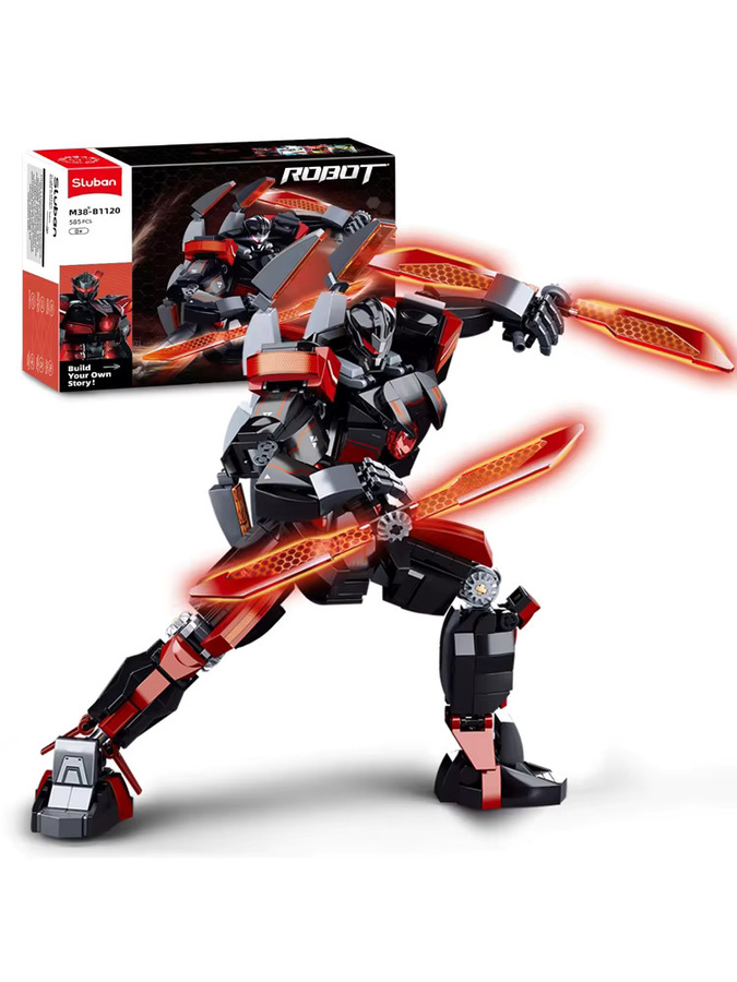 SLUBAN Dark Wanderer Mecha Baukasten Roboter-Modell in Schwarz mit 585 Teilen und beweglichen Gelenken - Bild 3