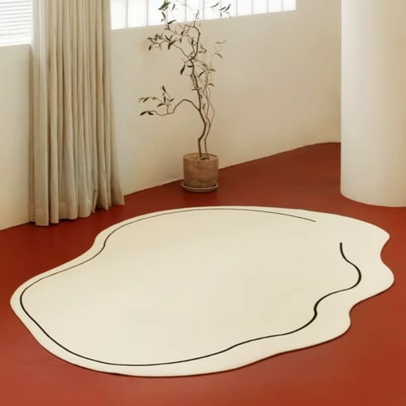 VIKAMA Kurzflor-Teppich in Weiß mit Wellenmuster, minimalistisches Design, maschinenwaschbar, B/T: 160 x 80 cm - Bild 3