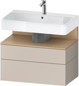 Duravit Waschtischunterschrank Qatego in Beige mit LED-Beleuchtung und Innenschubladen, Wandmontage, B: 79 cm, T: 47 cm, H: 59 cm - Bild 1
